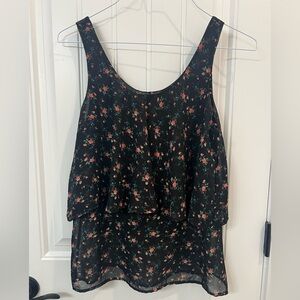 Forever 21 Black Floral Tank Top